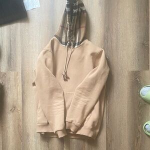 Burberry Beige Hoodie with Plaid Hood